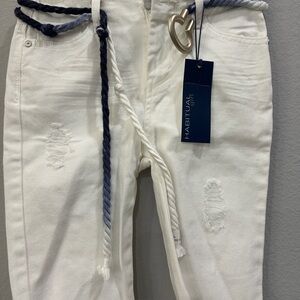 Habitual White Kids Shorts with Navy Belt